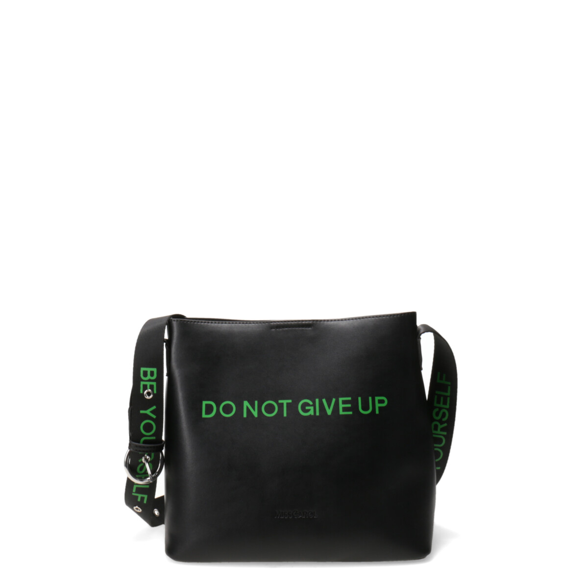 Cartera Miss Carol GIVE UP con frase estampada - Negro 