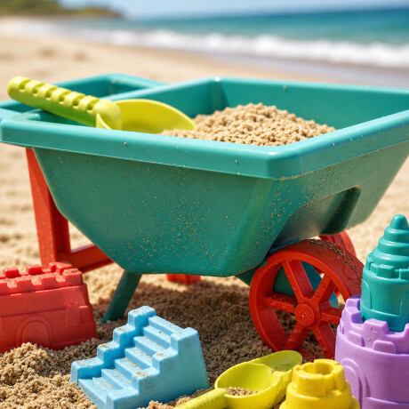 Set Juego Playa Infantil Carretilla Moldes Rastrillo 10pzas Verde