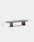 Mesa de centro Pirita de madera maciza de roble con acabado oscuro 146 x 56,5 cm