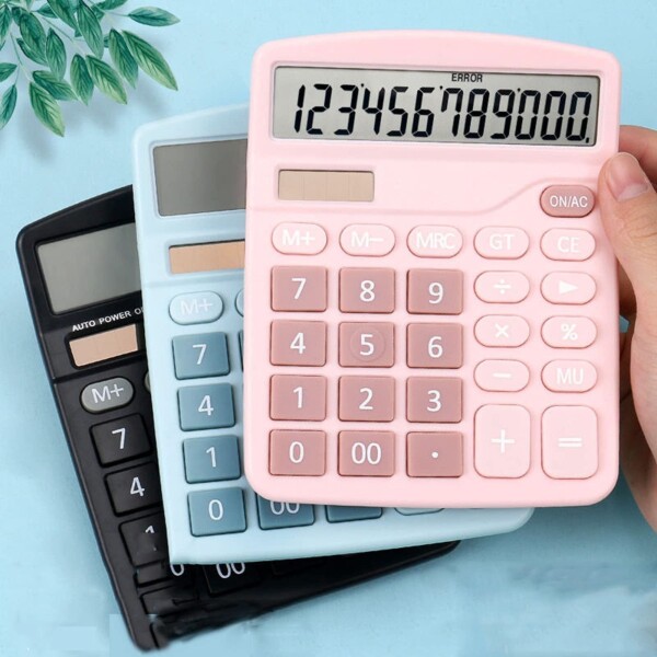 Calculadora Escritorio 12 Digitos Pantalla Grande Oficina Color Variante Celeste