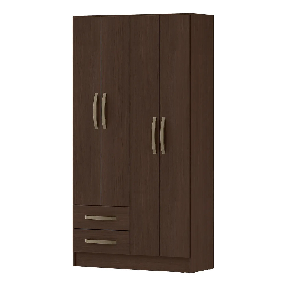 Ropero Armario 4 Puertas 2 Cajones 7 Estantes Marrón 