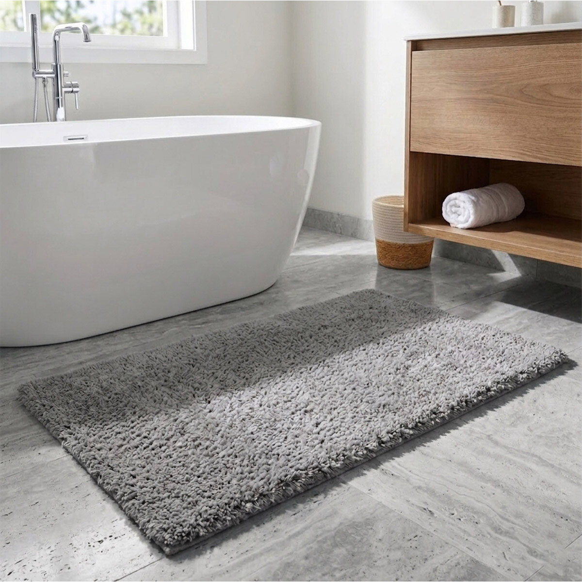 Alfombra Baño con Pelo Largo Home Class 40 x 60 cm - GRIS 