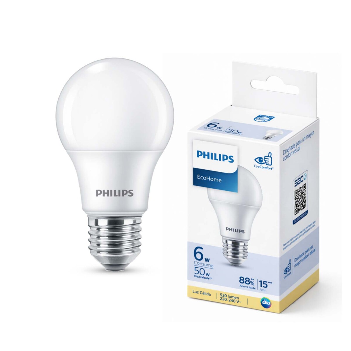 LÁMPARA LEDBULB PHILIPS - METAL E27 6W CÁLIDA 