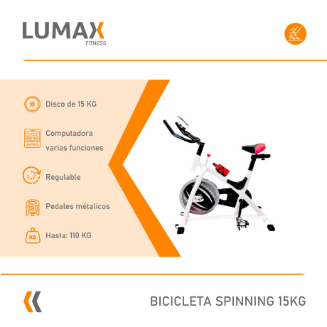 Bicicleta Spinning Profesional Regulable 15kg Lumax Blanco