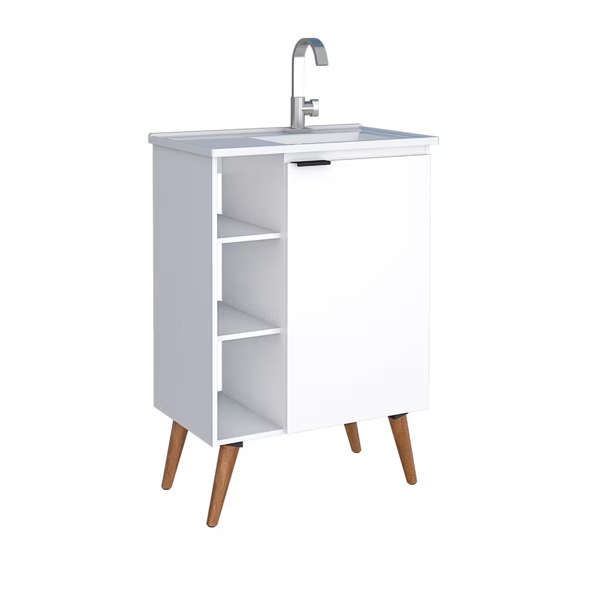 Mueble De Baño De Pie Hortensia Blanco 62 Cm Con Bacha De Resina 