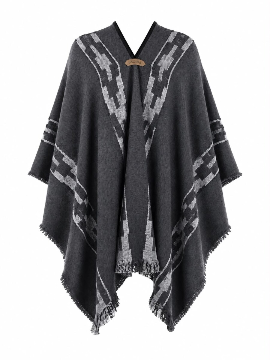 Poncho Bagual Guarda - Gris Oscuro y Crudo 
