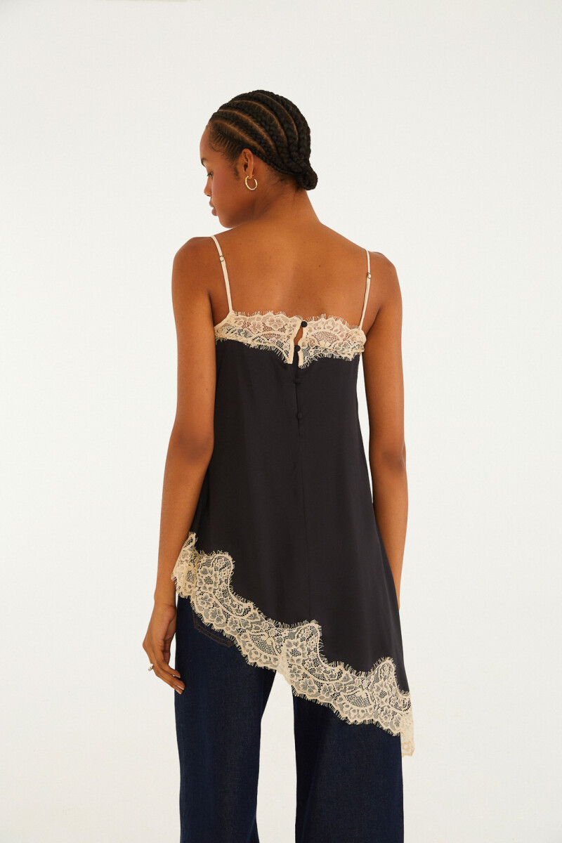 VESTIDO LENCERO CORTO Negro