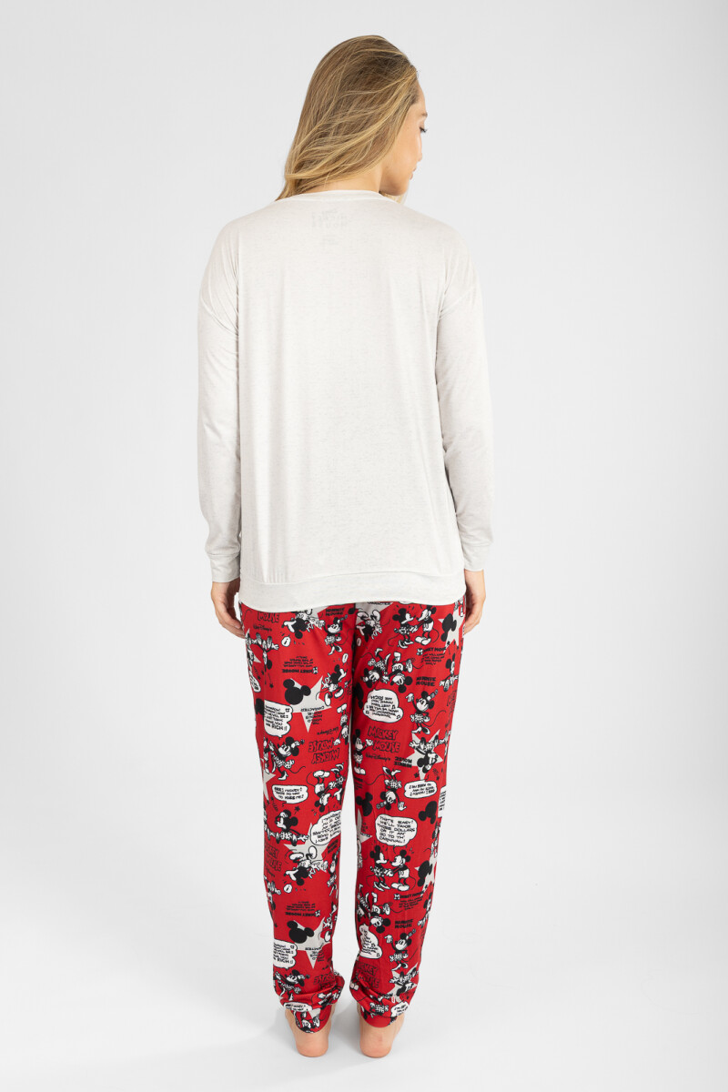 Pijama mickey illustration Gris melange