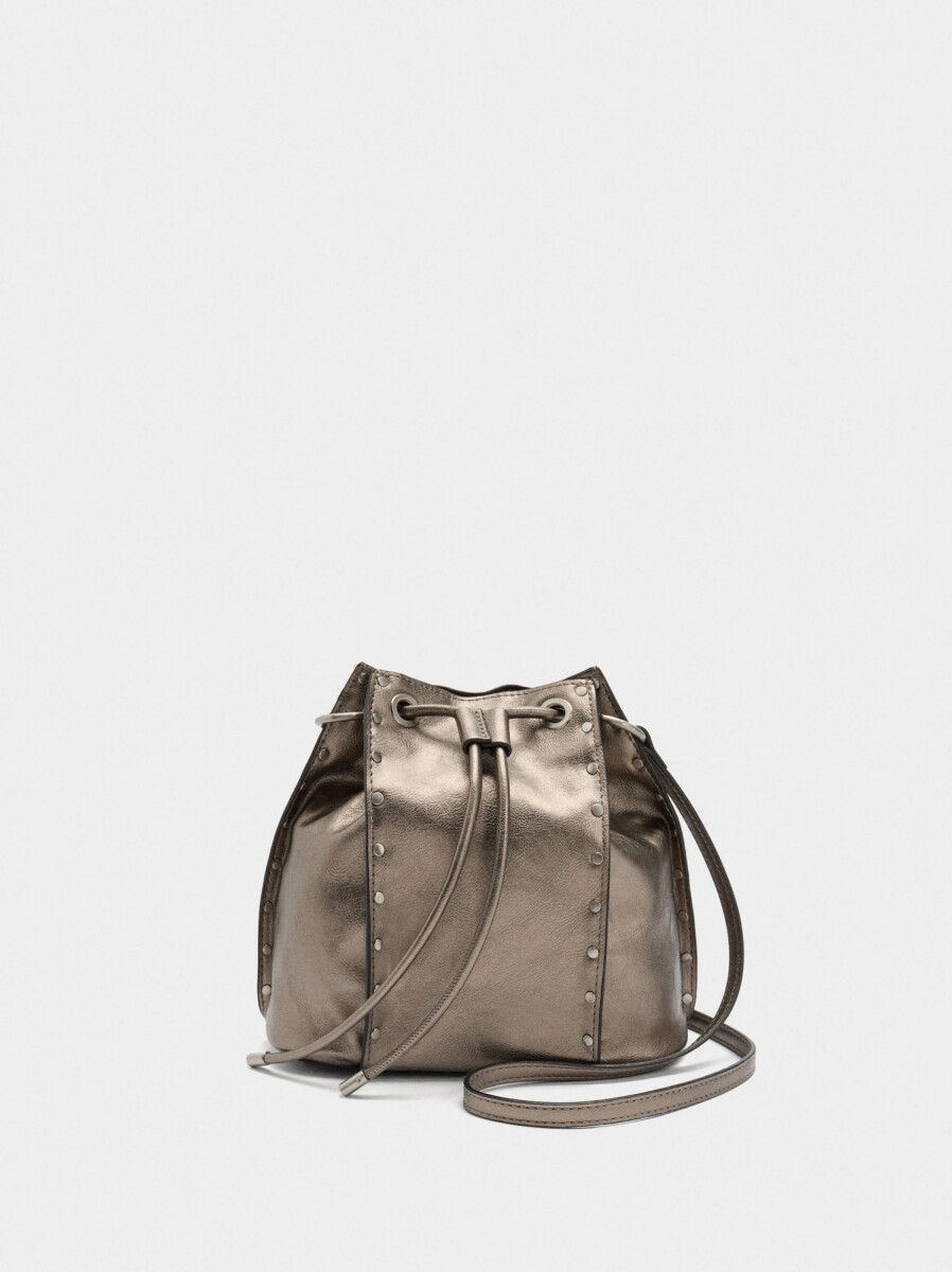 Bolso Bombonera Con Tachuelas - plateado 
