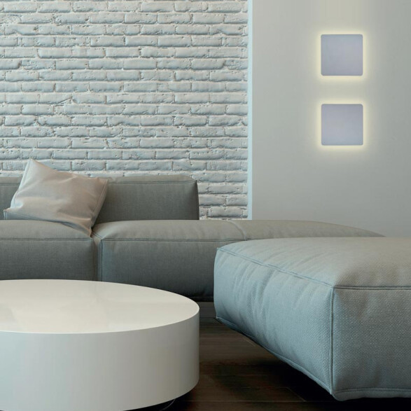 Aplique pared cuadr bco 12W cálida 360° IP65 600lm ZU0328