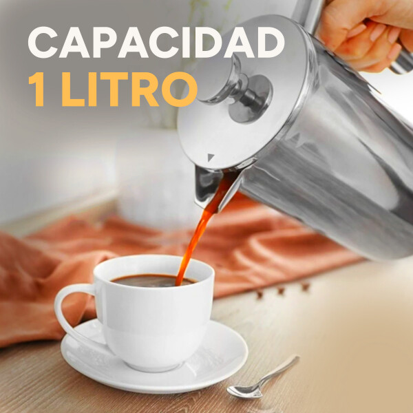 Cafetera Prensa Francesa Aluminio Embolo 1 Litro Doble Pared Cafetera Prensa Francesa Aluminio Embolo 1 Litro Doble Pared