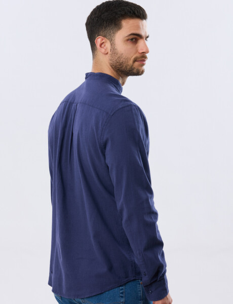 CAMISA LINO CUELLO MAO Azul