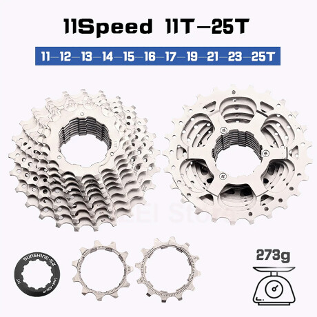 Sunshine - Cassette 11S 11T-25T - para Bicicletas de Carretera. Acero. 001