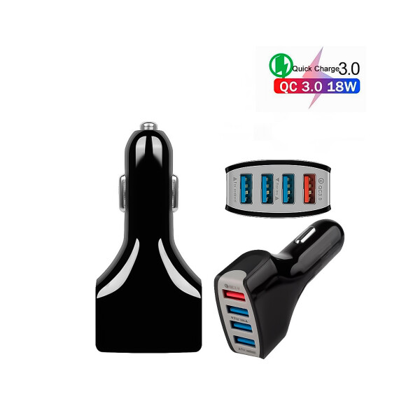 Cargador para Auto 4 Puertos USB A QC 3.0 de 3.5 AMP Negro