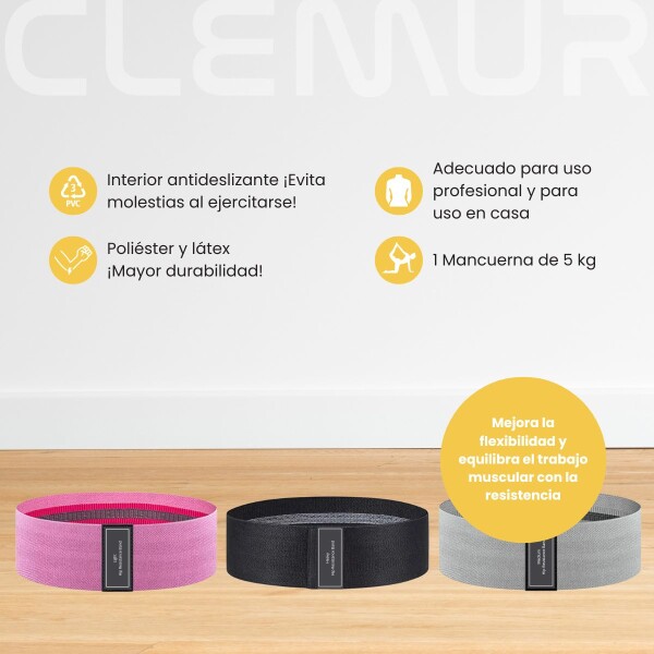 Set De 3 Bandas Elásticas De Resistencia Tela Gym Ejercicio BRT001 Set De 3 Bandas Elásticas De Resistencia Tela Gym Ejercicio BRT001