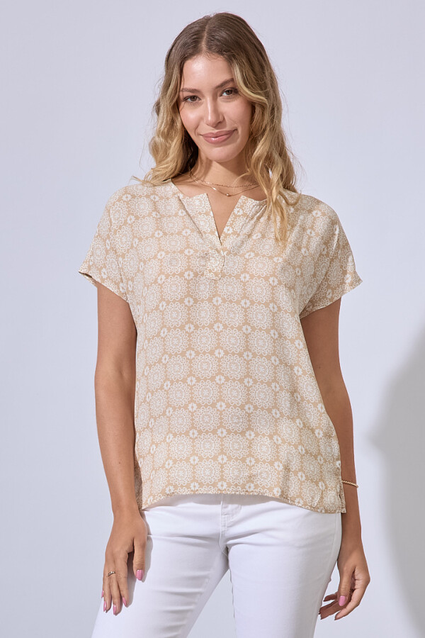 Blusa Mandala Print BEIGE/MULTI