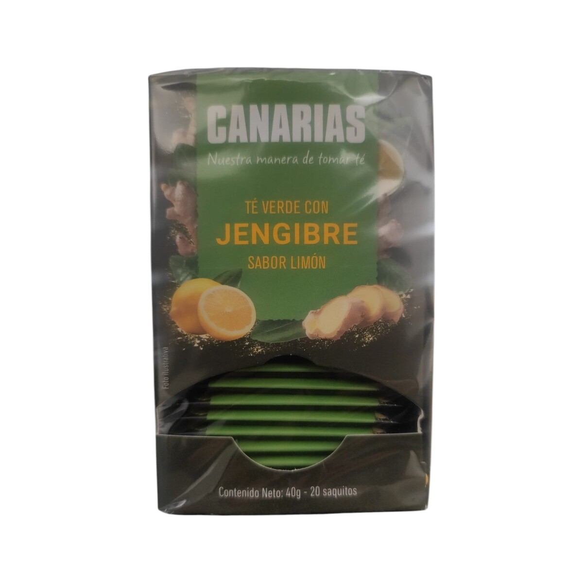 Caja X20 Té Verde con Jengibre Sabor Limon Canarias 40GR 