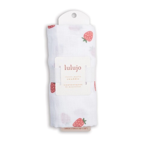 LJ4 Manta Muselina Lulujo 100x100 Strawberries Lulujo