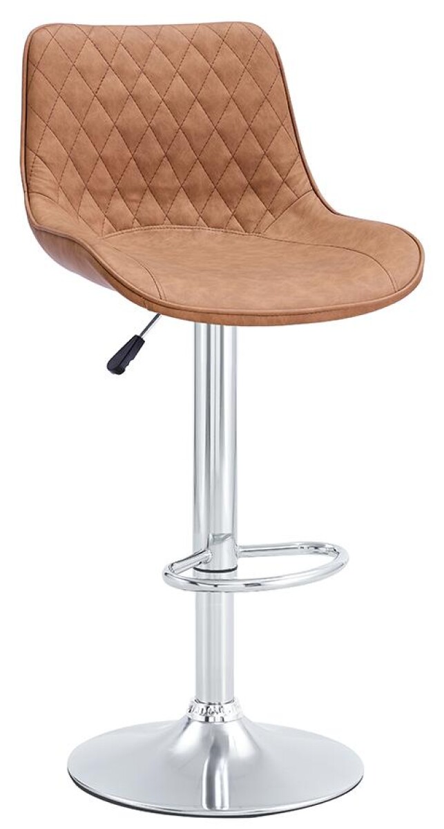 Banqueta Alta Marrón con Base Cromada y Regulación de Altura 
