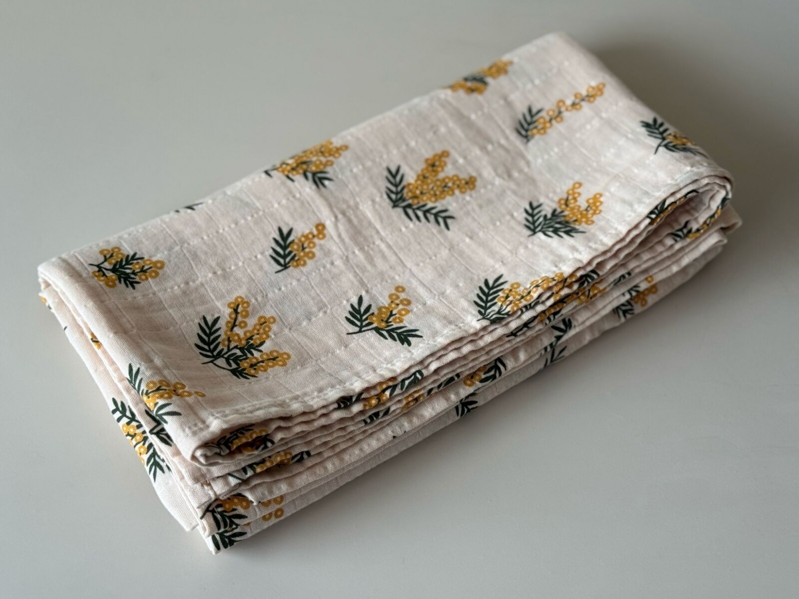 Manta de gasa de algodón - Floral Mostaza 