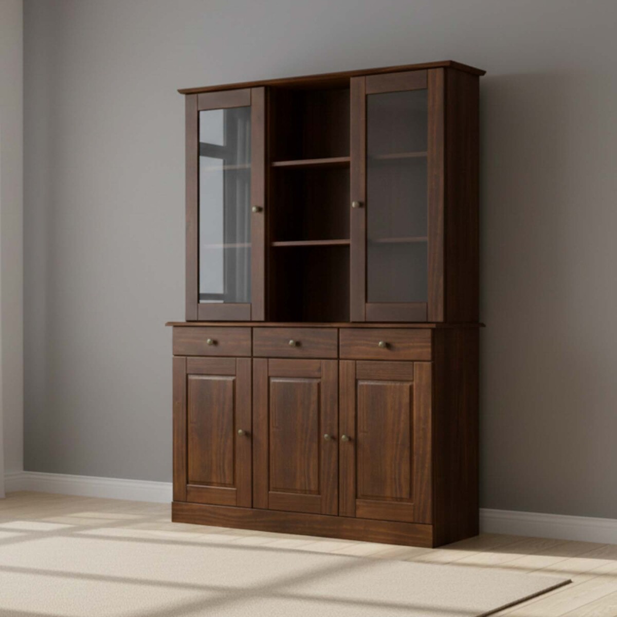 APARADOR/CRISTALERO - MADERA MARRON AGATA 