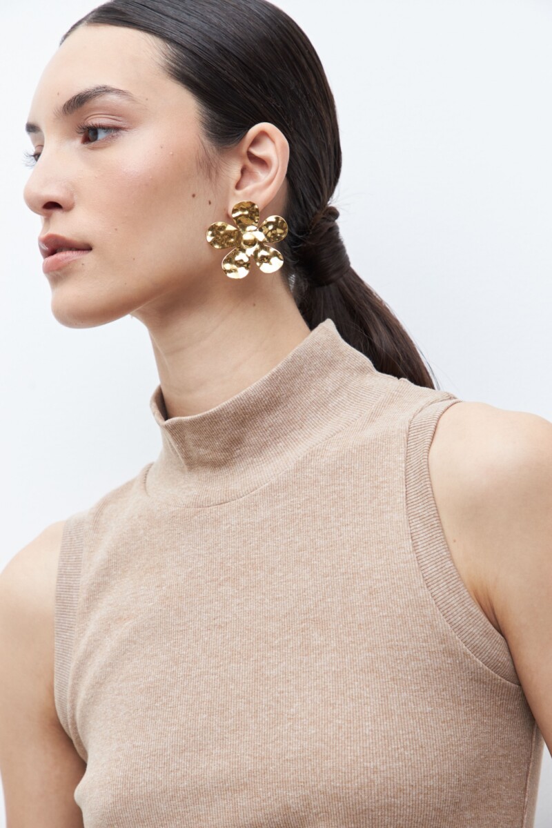 Top canalé tostado melange