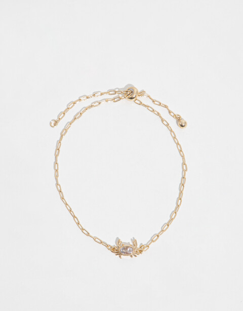 Pulseras Flexibles Strass Pulsera Con Dije De Cangrejo - Dorado