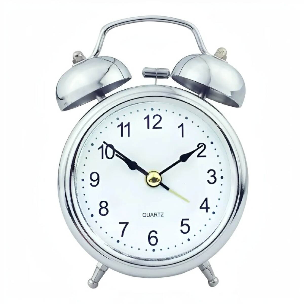 Reloj Despertador Clásico grande - Plateado Y Blanco 