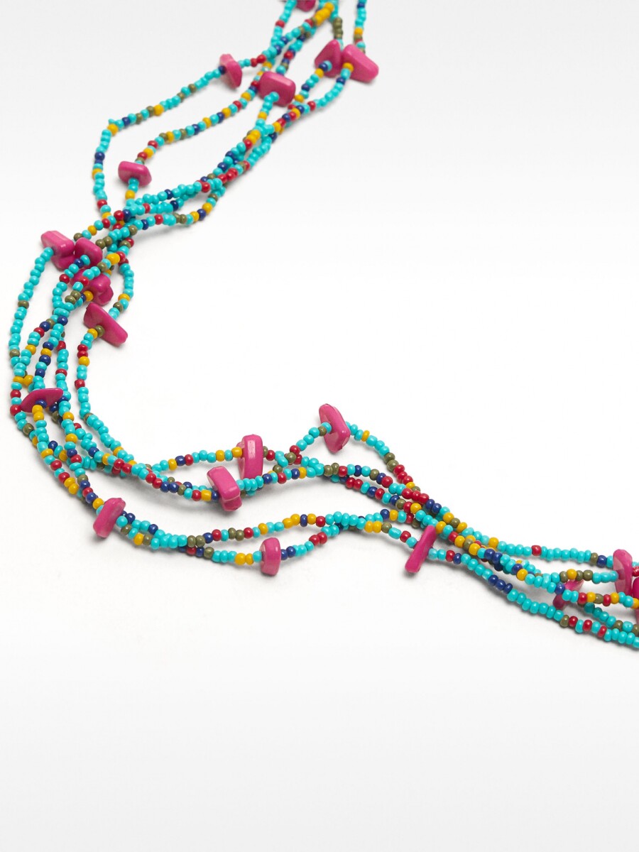 Collar Corto Con Varias Filas De Cuentas multicolor
