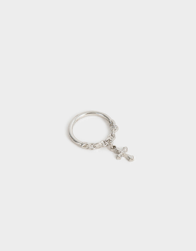Anillos Medianos y Grandes Religioso Anillo Cruz - Plateado