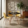 Juego de comedor Con Mesa Circular de 80cm + 4 Sillas Eames Amarillo/Negro