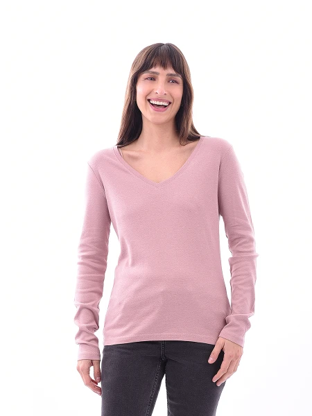 REMERA BASICA PETRA RIBB ROSADO