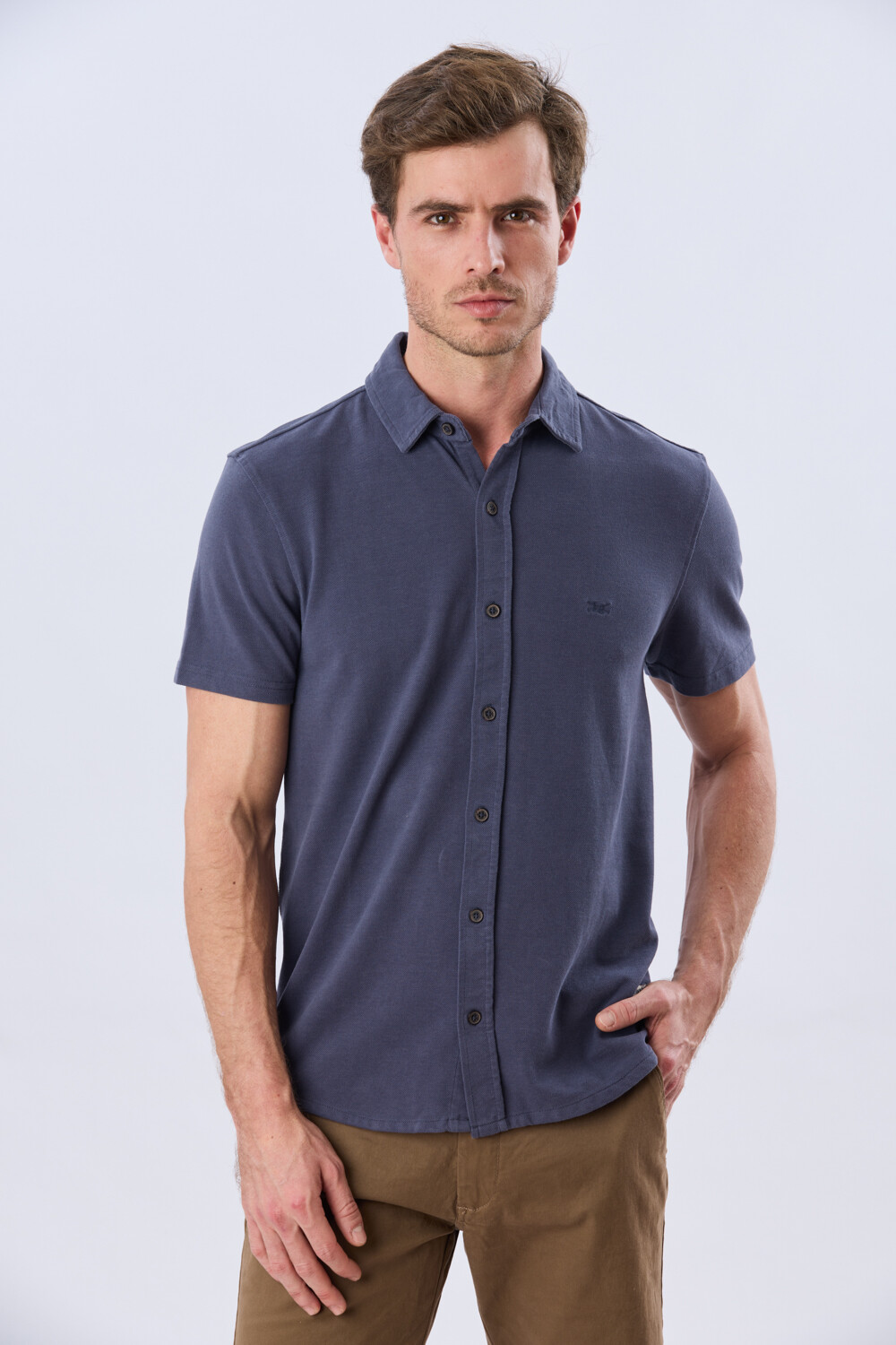 CAMISA PIQUÉ LISA Azul