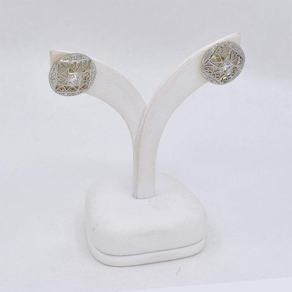 Caravanas Antiguas En Oro 18K, Platino, Brillantes Y Diamantes Caravanas Antiguas En Oro 18K, Platino, Brillantes Y Diamantes