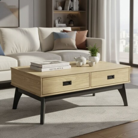 Mesa de Centro Living Lumax 2 Cajones 100% Madera Maciza Mesa de Centro Living Lumax 2 Cajones 100% Madera Maciza