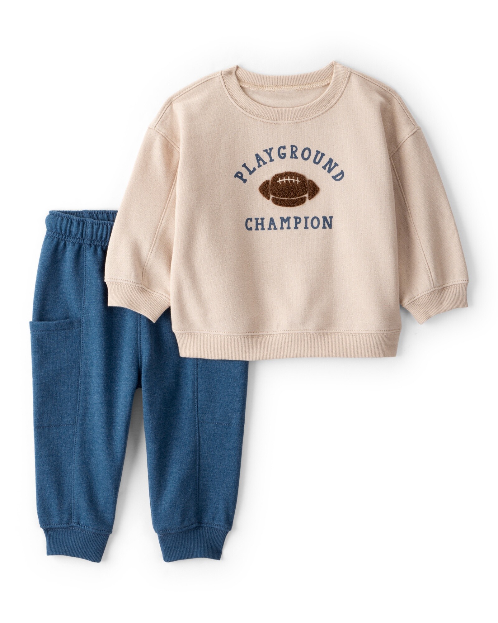 Set dos piezas de algodón, pantalón y buzo, diseño football Sin color
