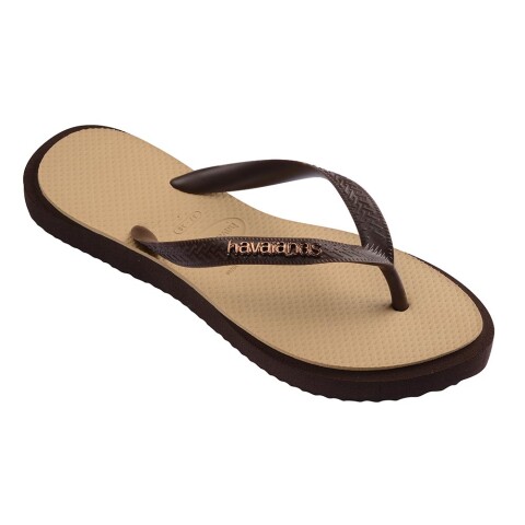 Sandalias Havaianas Top Point Fusion Mujer Marron Oscuro/Dorado