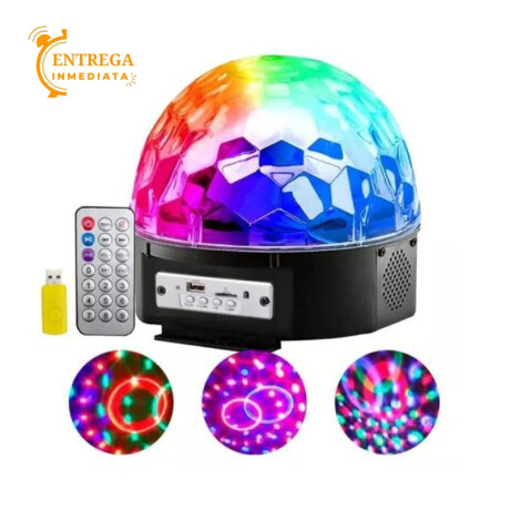 Bola De Luces Multicolores Bluetooth + Pendrive + Control Bola De Luces Multicolores Bluetooth + Pendrive + Control