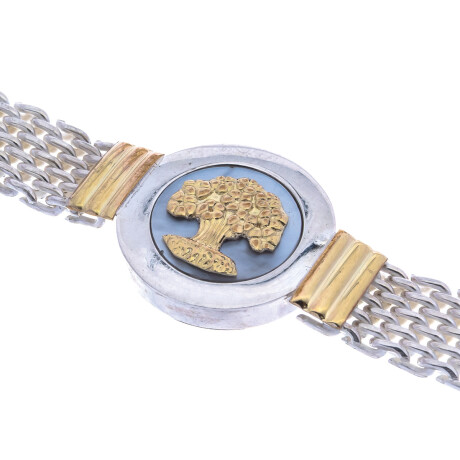 Pulsera de plata 925, double en oro 18 ktes con Nácar, ARBOL DE LA VIDA Pulsera de plata 925, double en oro 18 ktes con Nácar, ARBOL DE LA VIDA