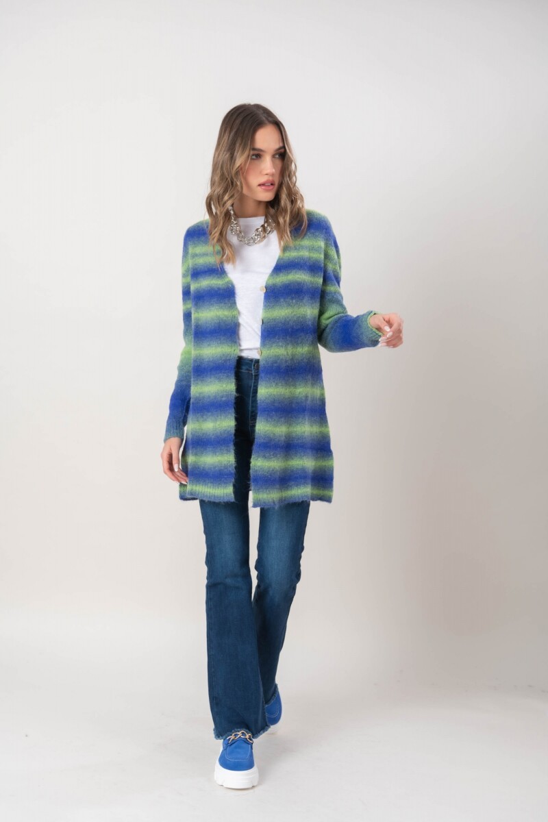 Cardigan en mohair - Azul / Verde 