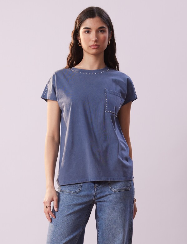Remera Algodon Tachas AZUL