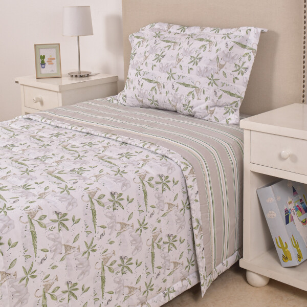 Edredón Kids Safari Gris Beige Y Verde 180×240 cm