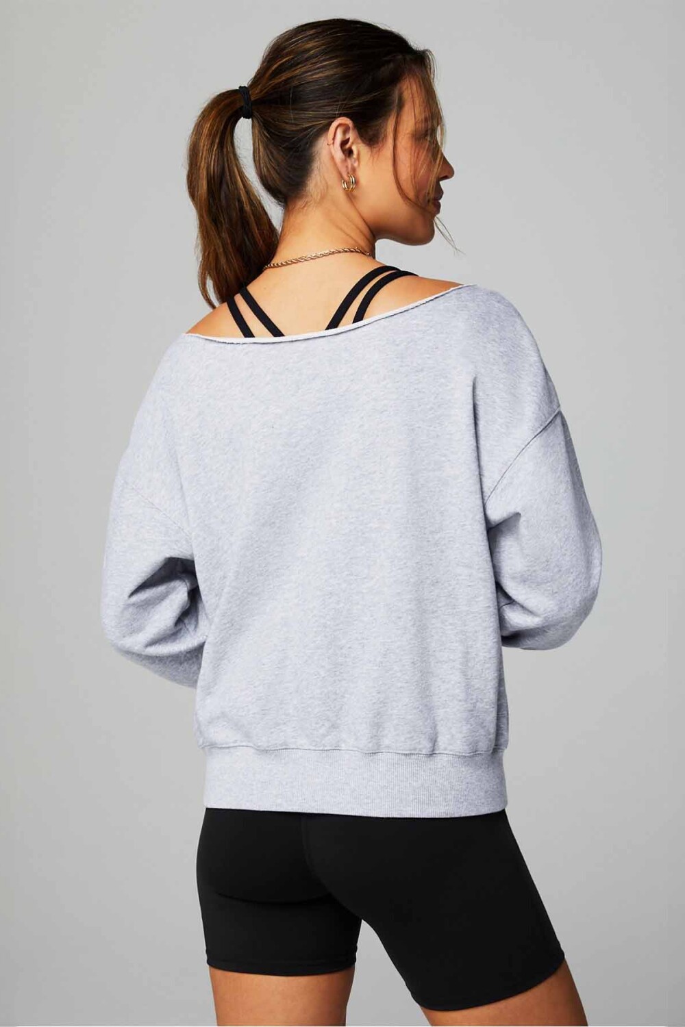 Polera Year Round Terry Off Shoulder Sweatshirt Mujer Classic Grey Heather