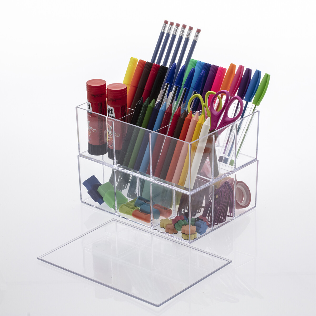 Caja organizadora con divisiones y tapa 22,5x16,5x8,5 cm 