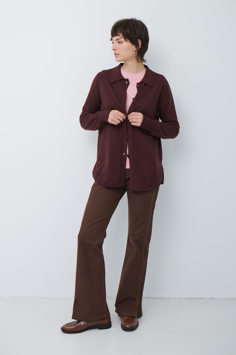 CARDIGAN LONG MARRON