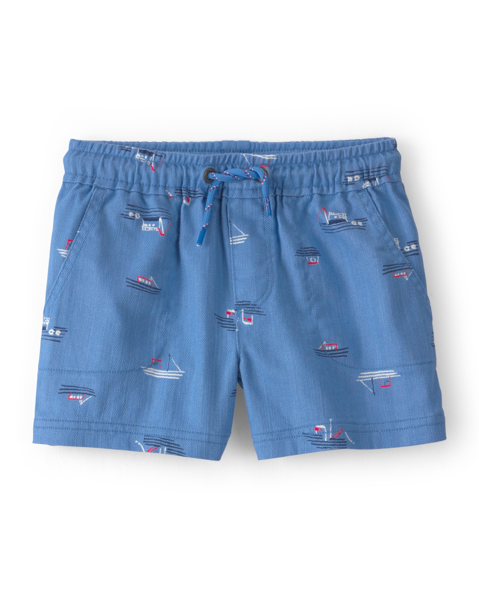 Short de sarga, azul, diseño barcos Sin color