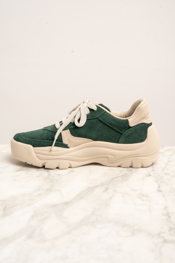 Zapatilla Gamuza Combinada Verde