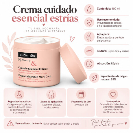 Crema Estrías Embarazo 400ml Hidratante Piel Suave Flores