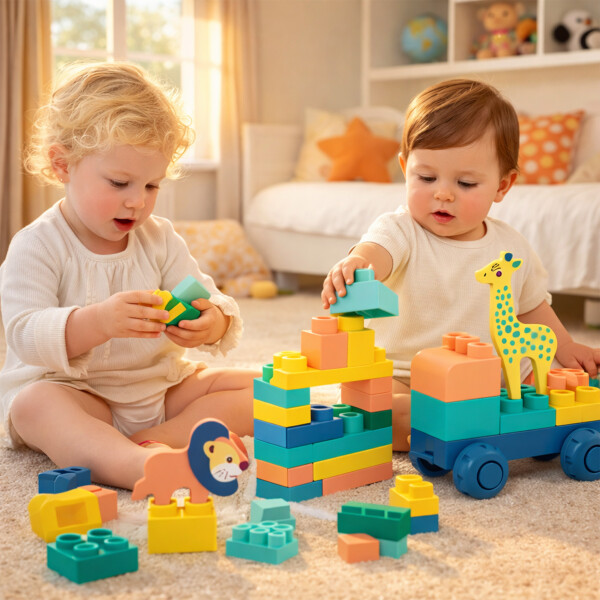 Bloques Encastre Juego De Construcción Vehículos Animales Diseño 1