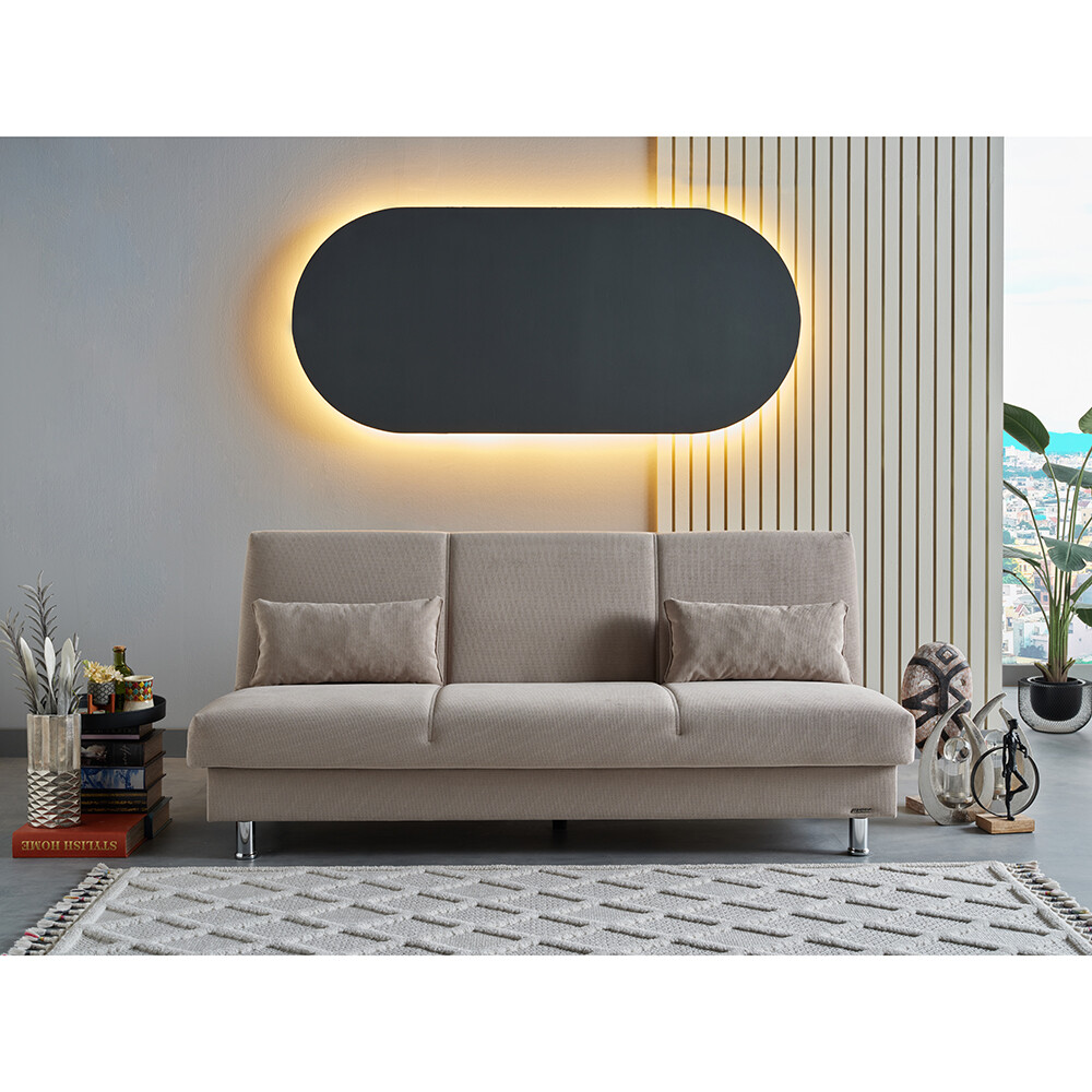SOFA CAMA MODELO CLARK 3 LUGARES BEIGE Sofa Cama Modelo Clark 3 Lugares Beige
